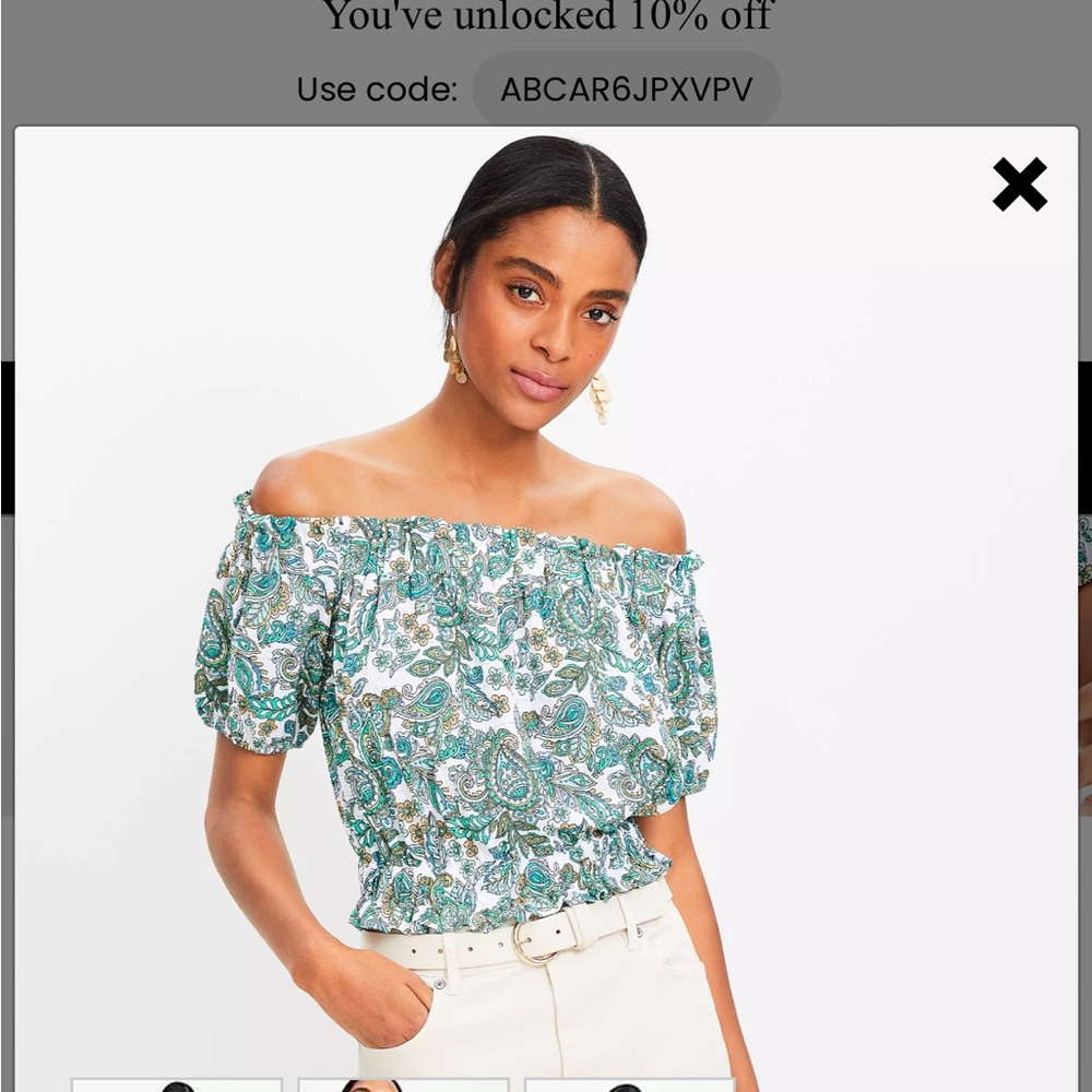 Loft Paisley off the shoulder top